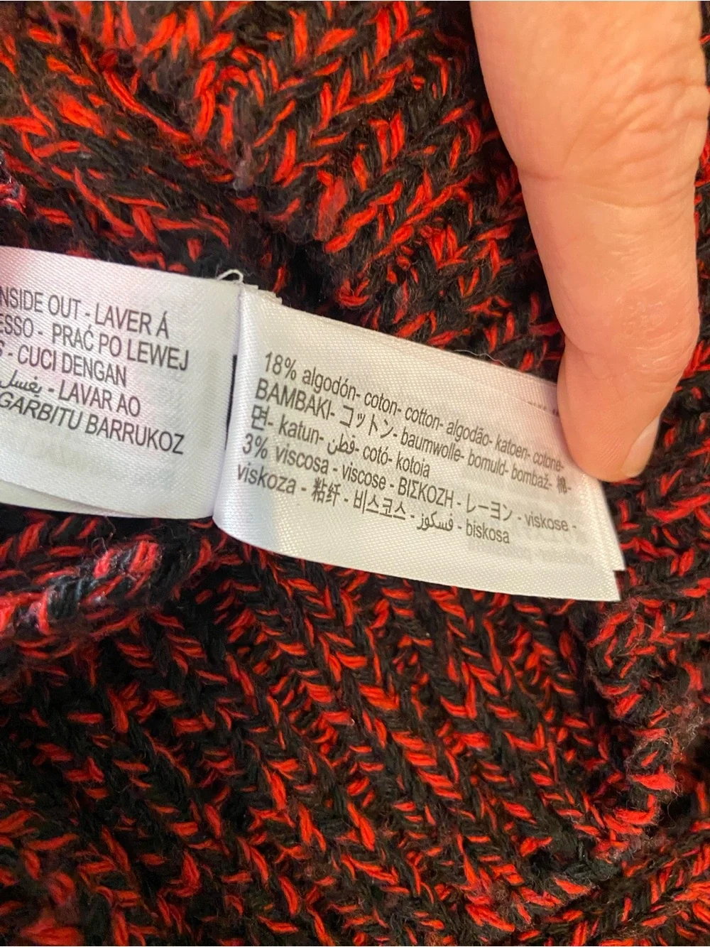 Zara Chunky Marled Space Dyed Red-Black Cardigan Sweater Oversized Medium M - Picture 9 of 10